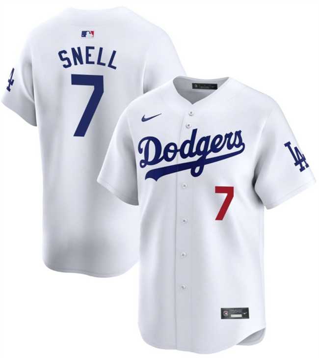 Men%27s Los Angeles Dodgers #7 Blake Snell White 2024 Home Limited Stitched Jersey Dzhi